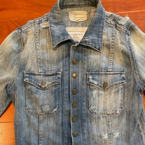 Current/Elliott The Snap Destressed Jean/Denim Jacket - Women's Size Medium - Picture 2 of 6